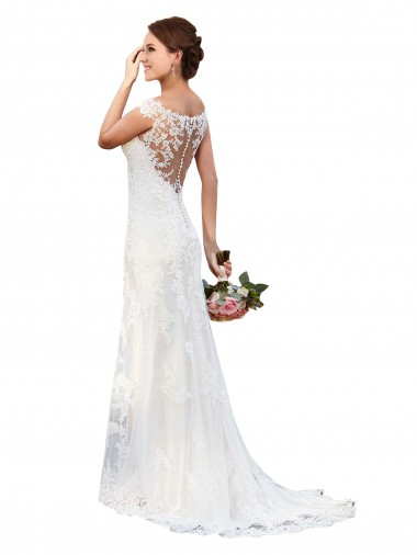 Sleeveless White Sheath Bateau Neck Sexy Wedding Dress Maidstone