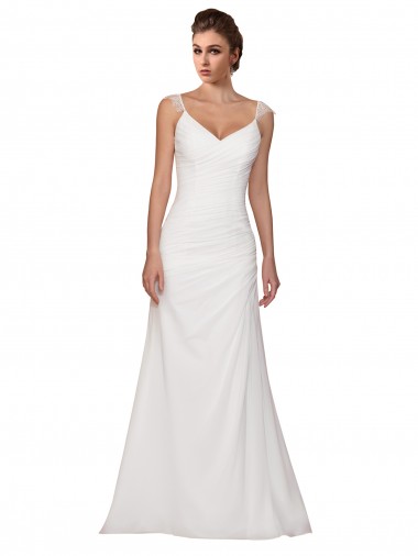 Sleeveless Ivory Sheath V-Neck Wedding Dress Maidstone