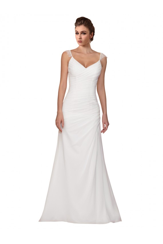 Sleeveless Ivory Sheath V-Neck Wedding Dress Maidstone