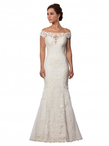 Cap Sleeves Ivory Mermaid Off the Shoulder Boho Wedding Dress Maidstone