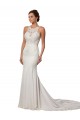 Sleeveless Ivory V-Back Sheath High Neck Modern Wedding Dress Maidstone