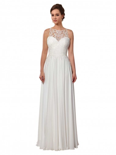 Sleeveless Ivory A-Line Illusion Neck Boho Wedding Dress Maidstone