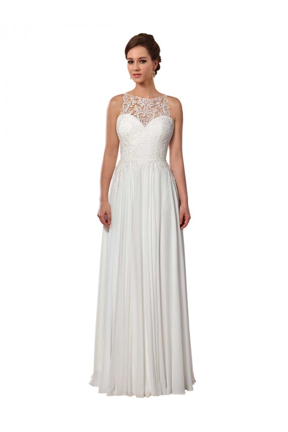 Sleeveless Ivory A-Line Illusion Neck Boho Wedding Dress Maidstone
