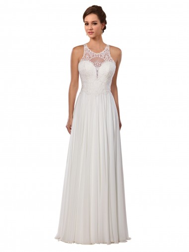 Sleeveless Ivory Sheath Illusion Neck Wedding Dress Maidstone