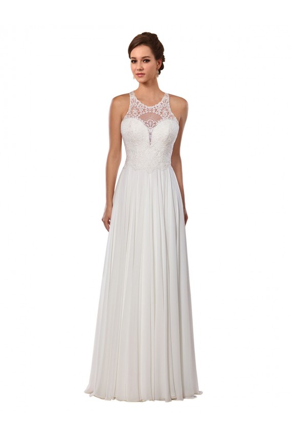 Sleeveless Ivory Sheath Illusion Neck Wedding Dress Maidstone