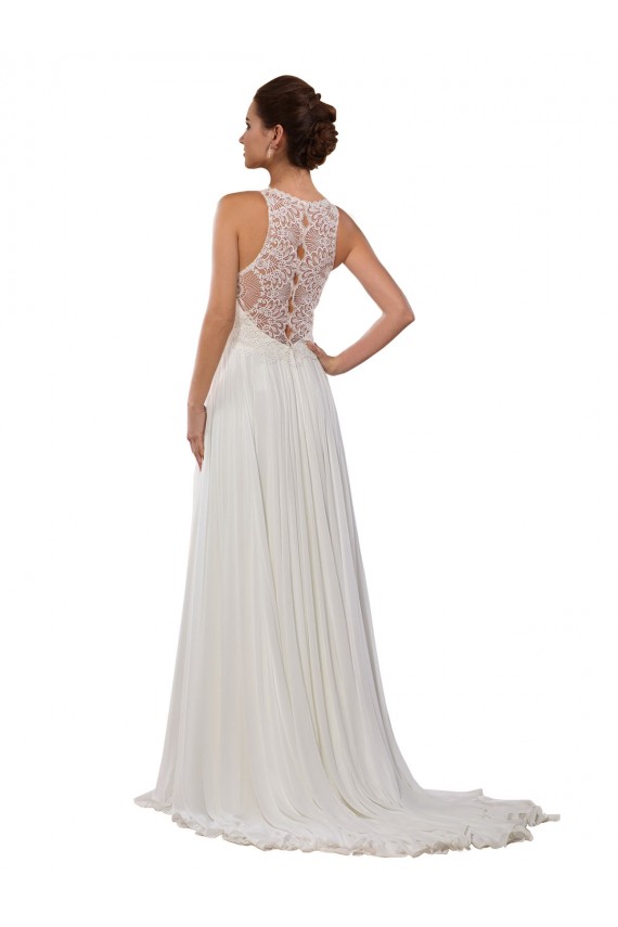 Sleeveless Ivory Sheath Illusion Neck Wedding Dress Maidstone