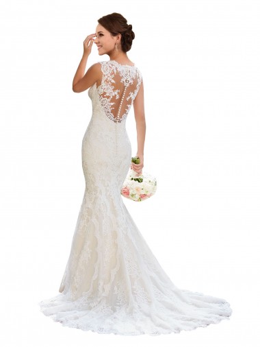 Sleeveless White Mermaid V-Neck Wedding Dress Maidstone