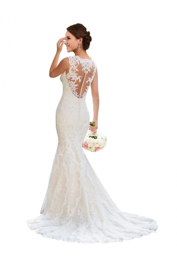 Sleeveless White Mermaid V-Neck Wedding Dress Maidstone