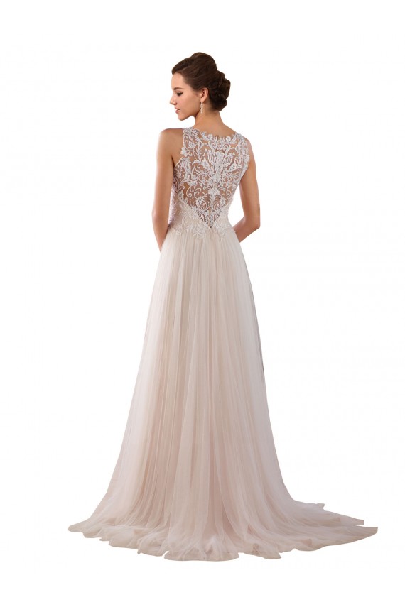 Sleeveless Ivory A-Line High Neck Boho Wedding Dress Maidstone