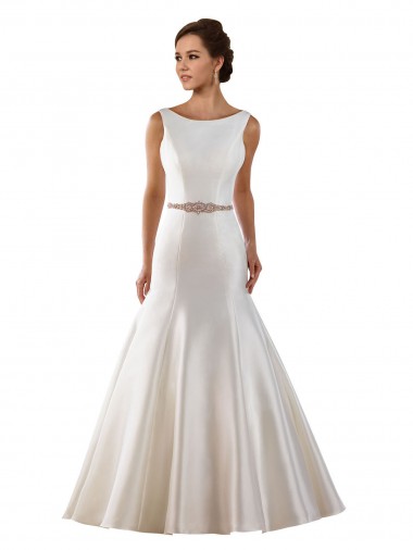 Sleeveless Ivory V-Back Mermaid Bateau Neck Modern Wedding Dress Maidstone