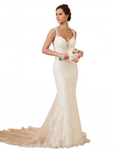 Sleeveless Ivory Keyhole Back Mermaid Sweetheart Modern Wedding Dress Maidstone