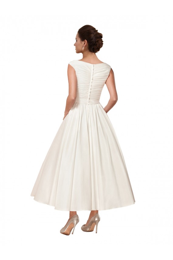 Sleeveless Ivory A-Line Satin V-Neck Wedding Dress Maidstone