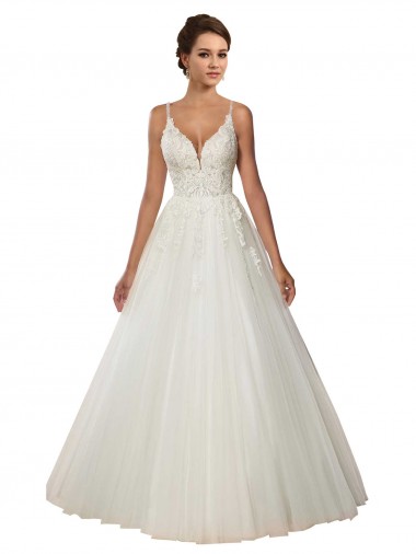 Sleeveless Ivory Ball Gown Spaghetti Straps Boho Wedding Dress Maidstone