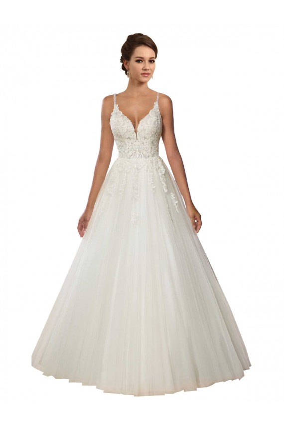 Sleeveless Ivory Ball Gown Spaghetti Straps Boho Wedding Dress Maidstone