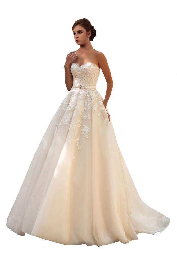 Sleeveless Ivory & Champagne Ball Gown Sweetheart Long Wedding Dress Maidstone
