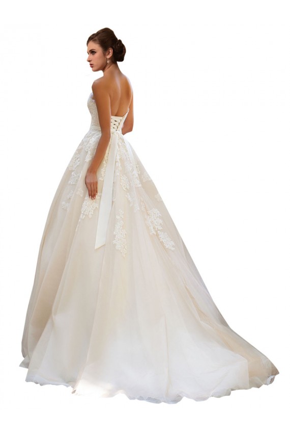 Sleeveless Ivory & Champagne Ball Gown Sweetheart Long Wedding Dress Maidstone