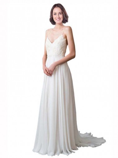 Sleeveless Ivory A-Line Spaghetti Straps Beach Wedding Dress Maidstone