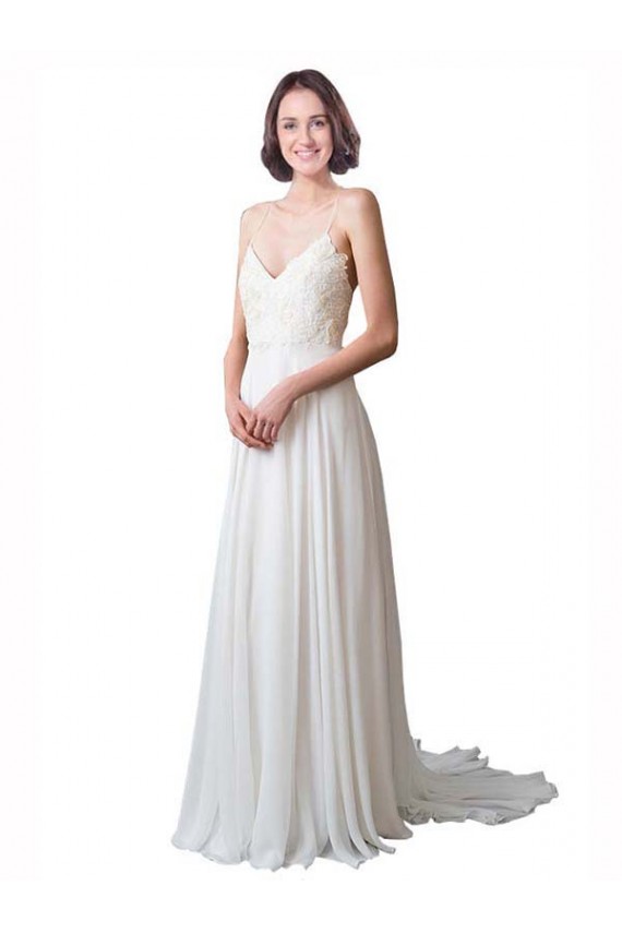Sleeveless Ivory A-Line Spaghetti Straps Beach Wedding Dress Maidstone
