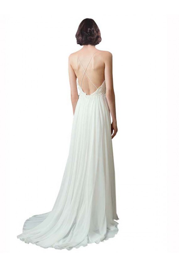 Sleeveless Ivory A-Line Spaghetti Straps Beach Wedding Dress Maidstone