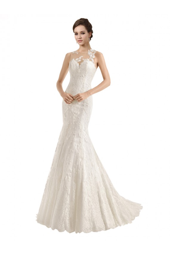 Sleeveless Ivory Mermaid Illusion Neck Wedding Dress Maidstone