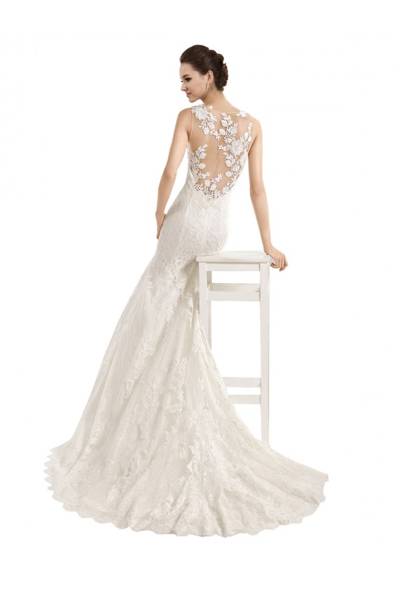 Sleeveless Ivory Mermaid Illusion Neck Wedding Dress Maidstone