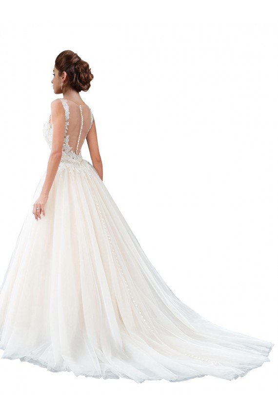 Sleeveless Ivory A-Line Illusion Neck Beach Wedding Dress Maidstone