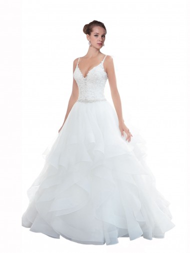 Sleeveless White Ball Gown Spaghetti Straps Beach Wedding Dress Maidstone