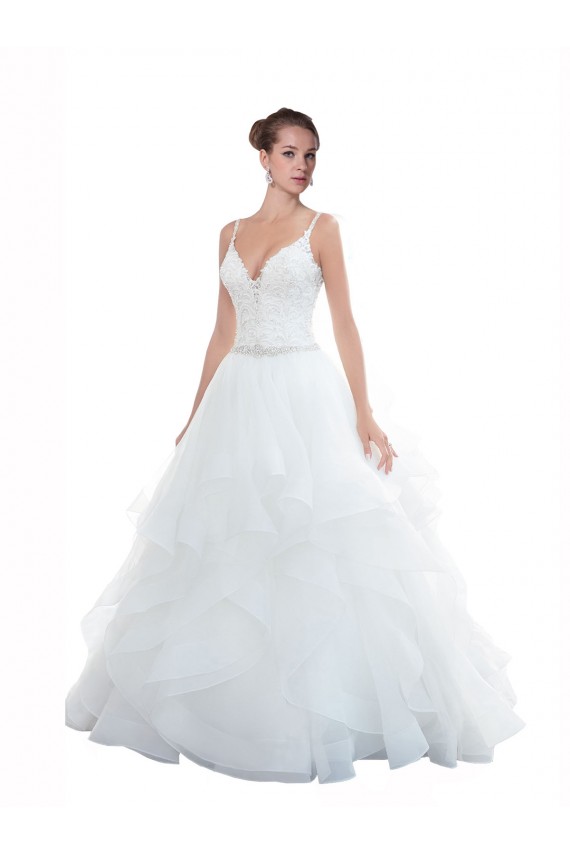 Sleeveless White Ball Gown Spaghetti Straps Beach Wedding Dress Maidstone