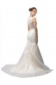 Sleeveless Ivory Mermaid Tulle & Lace Illusion Neck Long Wedding Dress Maidstone