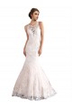 Sleeveless Ivory & Champagne Mermaid Tulle & Lace Illusion Neck Wedding Dress Maidstone