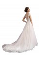 Cap Sleeves Ivory & Champagne A-Line Illusion Neck Beach Wedding Dress Maidstone