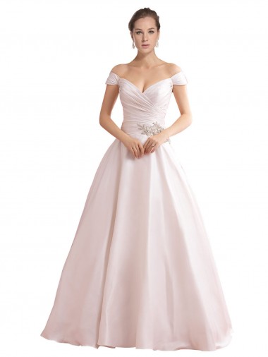Sleeveless Ivory V-Back A-Line Off the Shoulder Wedding Dresses Maidstone