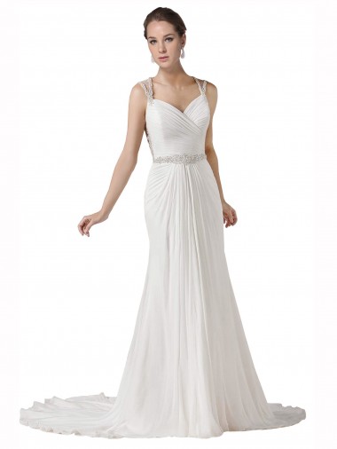 Sleeveless White Sheath Sweetheart Beach Wedding Dress Maidstone