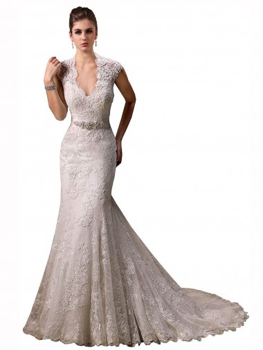Cap Sleeves Ivory Mermaid Halter Neck Wedding Dresses Maidstone