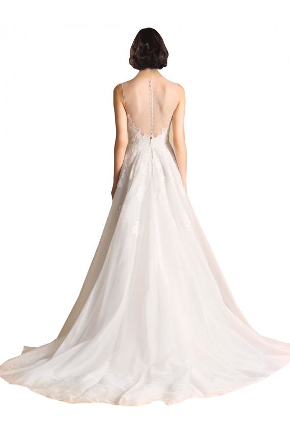 Sleeveless Ivory A-Line Tulle Illusion Neck Long Wedding Dress Maidstone