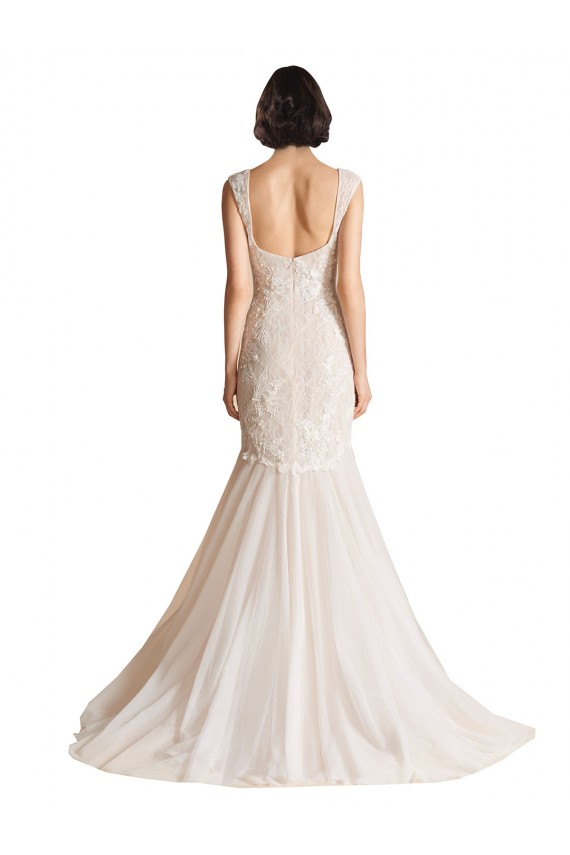 Sleeveless Ivory & Champagne Low Back Mermaid V-Neck Wedding Dress Maidstone
