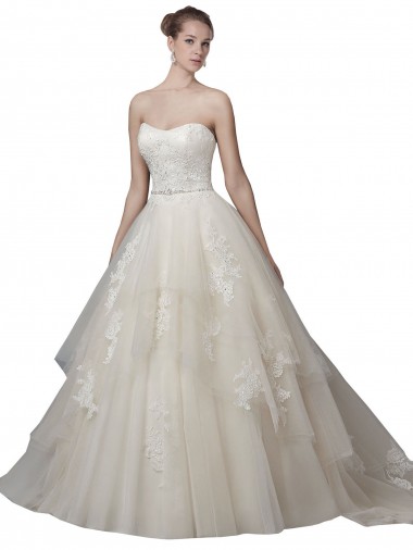 Sleeveless Ivory Low Back Ball Gown Scoop Neck Wedding Dress Maidstone
