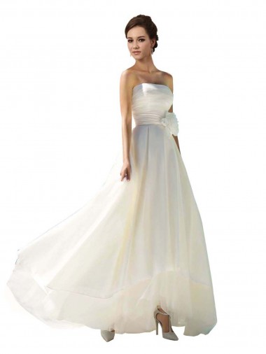 Sleeveless Ivory A-Line Soft Chiffon Strapless Wedding Dress Maidstone