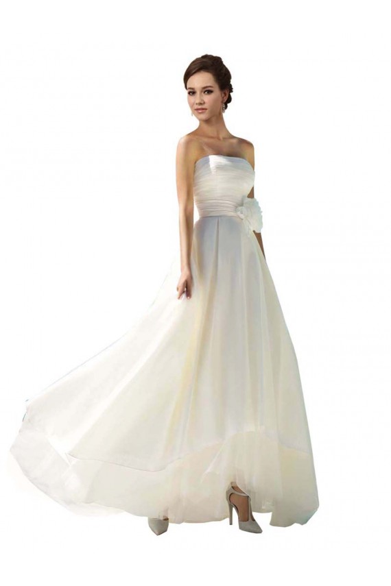 Sleeveless Ivory A-Line Soft Chiffon Strapless Wedding Dress Maidstone