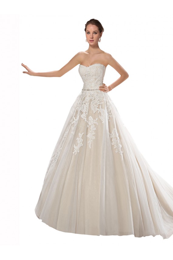 Sleeveless Ivory & Champagne A-Line Strapless Wedding Dress Maidstone