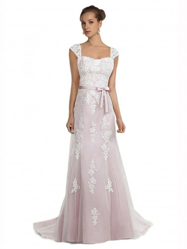 Sleeveless Ivory & Pink Mermaid Strapless Beach Wedding Dress Maidstone