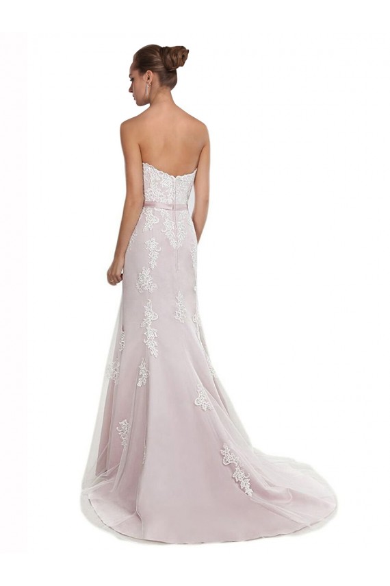 Sleeveless Ivory & Pink Mermaid Strapless Beach Wedding Dress Maidstone