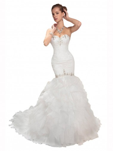 Sleeveless White Mermaid Tulle Sweetheart Wedding Dress Maidstone