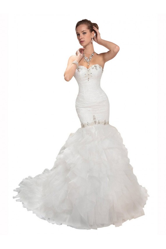 Sleeveless White Mermaid Tulle Sweetheart Wedding Dress Maidstone