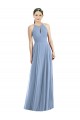 Sleeveless Dusty Blue A-Line Halter Neck Semi Formal Evening Dress / Bridesmaid Dress Maidstone