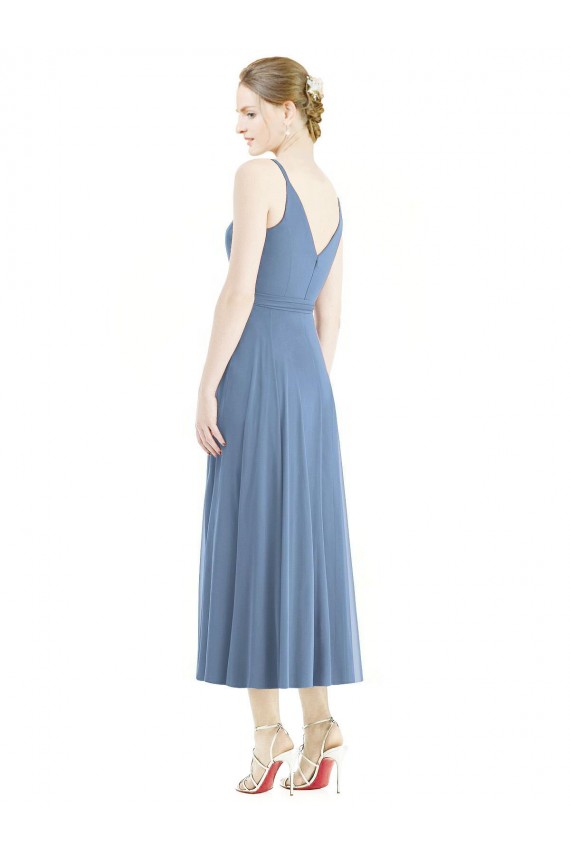 Sleeveless Dusty Blue A-Line Spaghetti Straps Bridesmaid Dress Maidstone