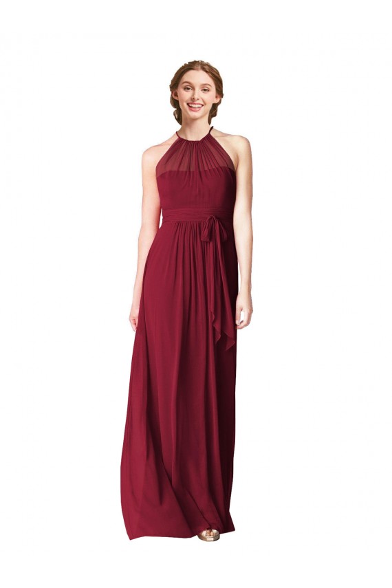 Sleeveless Burgundy A-Line Halter Neck Evening Gowns / Bridesmaid Dresses Maidstone