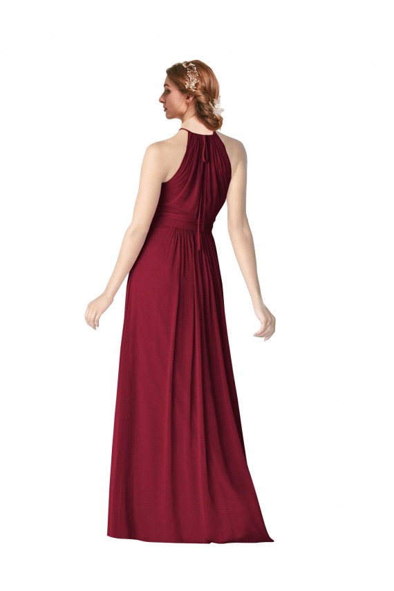 Sleeveless Burgundy A-Line Halter Neck Evening Gowns / Bridesmaid Dresses Maidstone