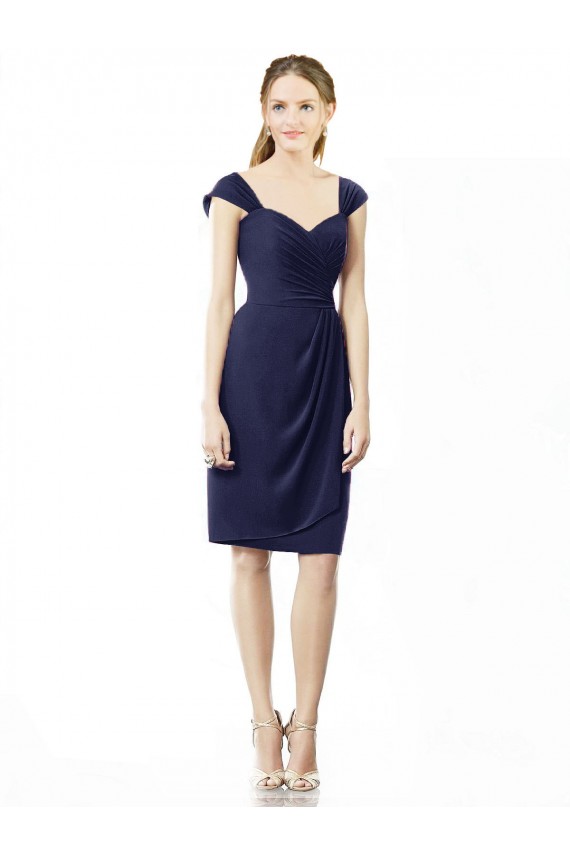 Cap Sleeves Dark Navy Sheath Sweetheart Bridesmaid Dress Maidstone
