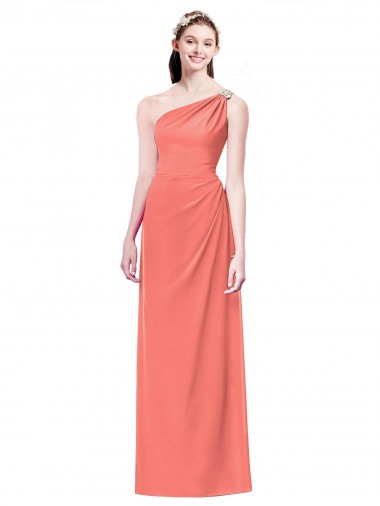 Sleeveless Coral A-Line One Shoulder Bridesmaid Dress Maidstone